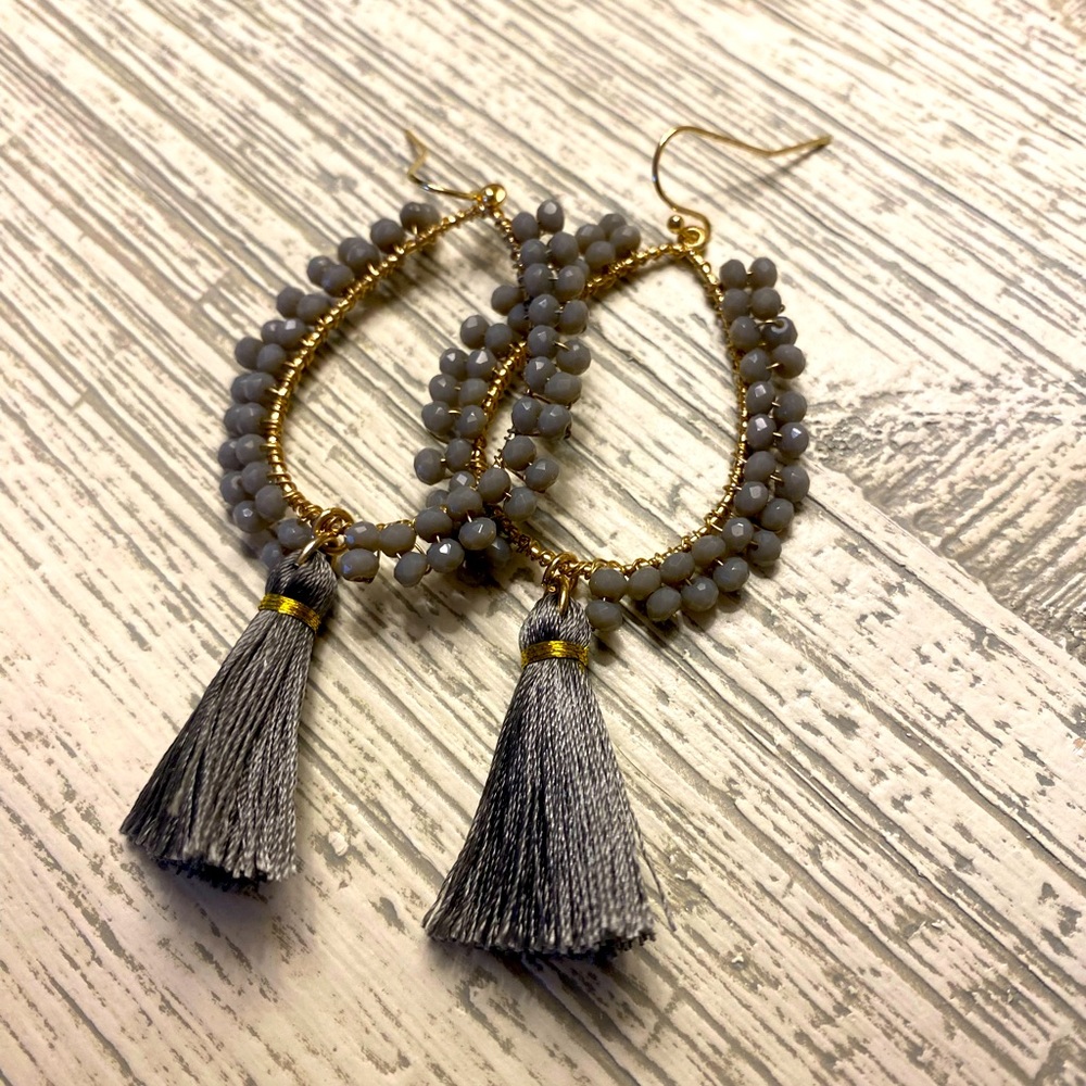 Gray Tassel Earrings